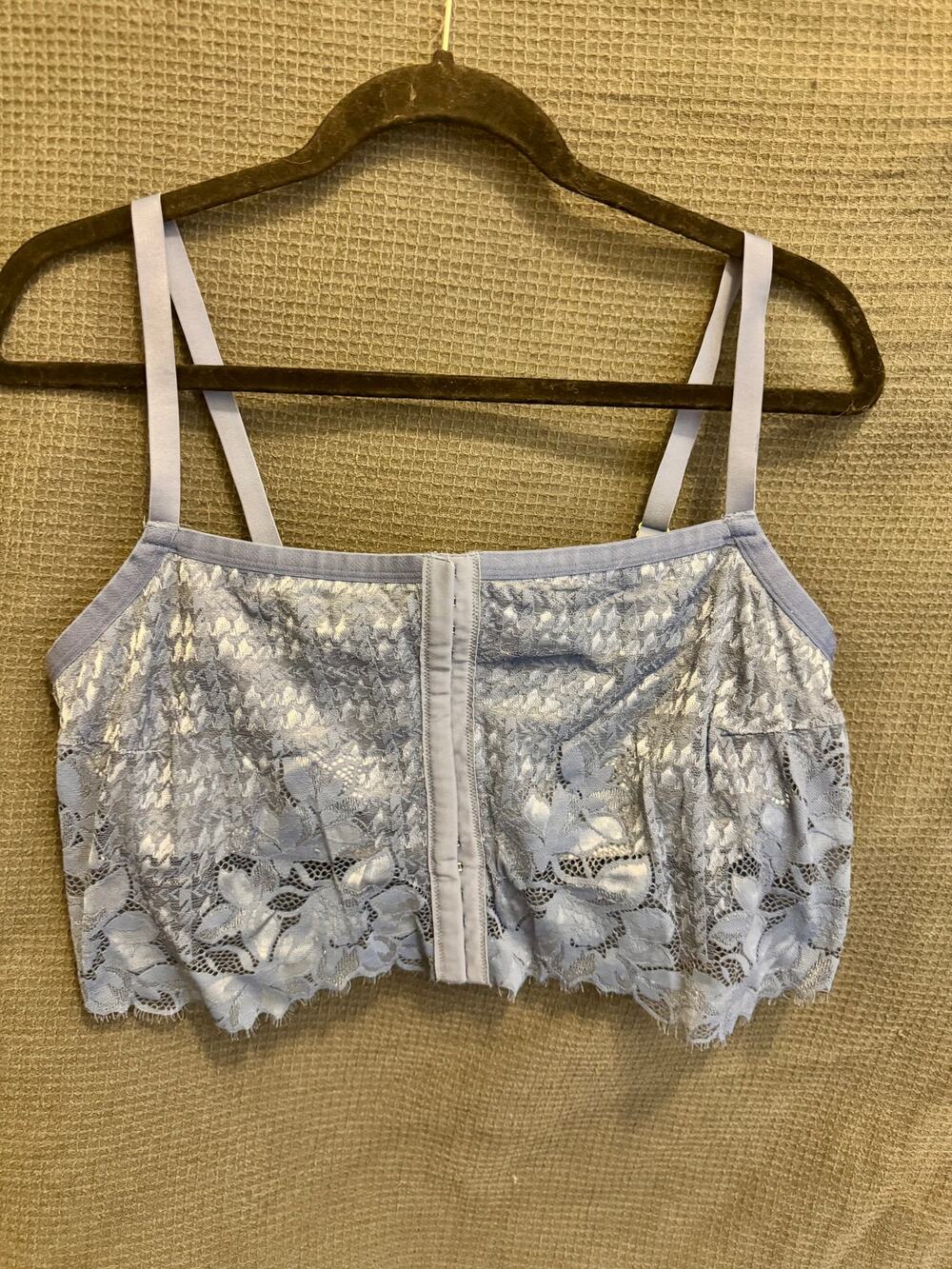 Aerie Show Off Shine Lace Corset Bra Top Light Blue Pastels Floral Bralette XL